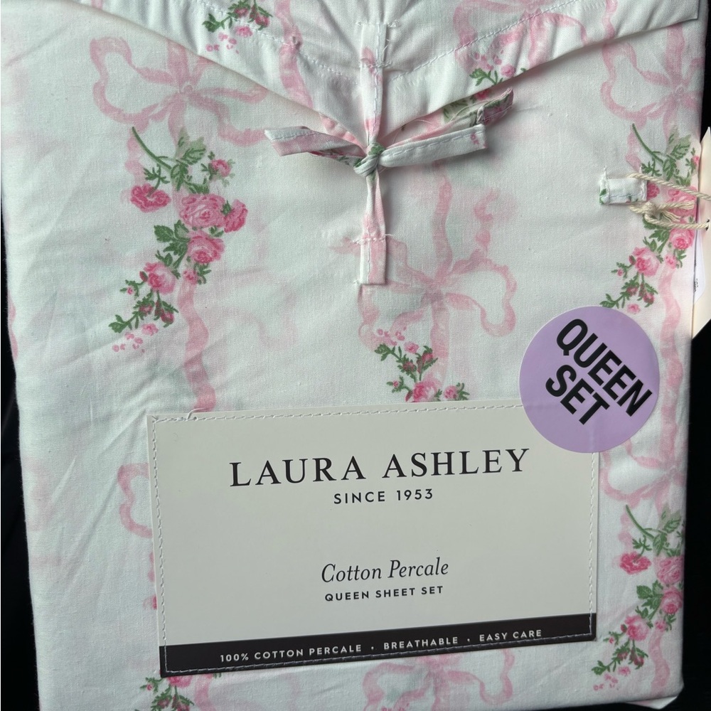 Laura Ashley Pink Floral Queen Sheet Set